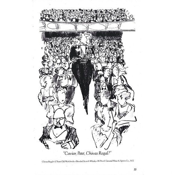 Chivas Regal Scotch Whiskey Drawing Weber 1980s Vintage Print Ad 9 in Theater - Picture 4 of 4